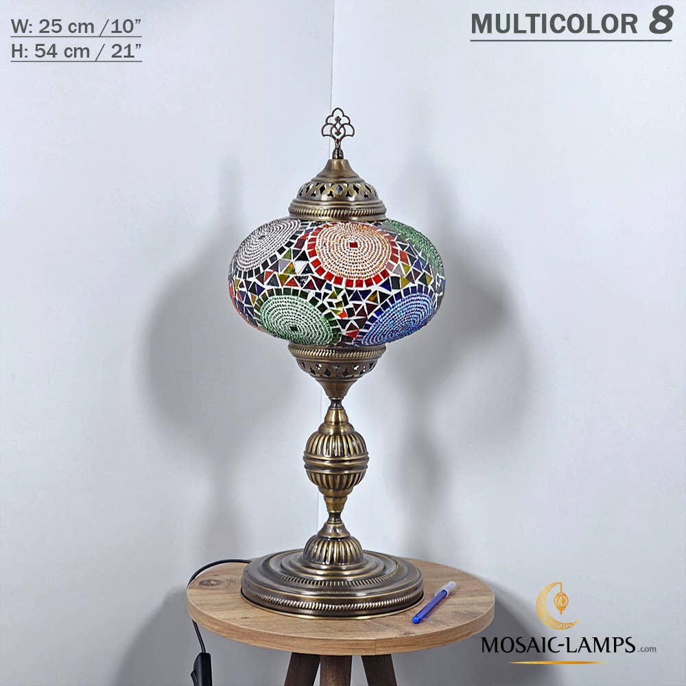 Mosaic Lamps - Wholesale Accent/Desk Lamp - 10+ Colors - Turkish Mosaic X Large Globe Table Lamp, Marrak53