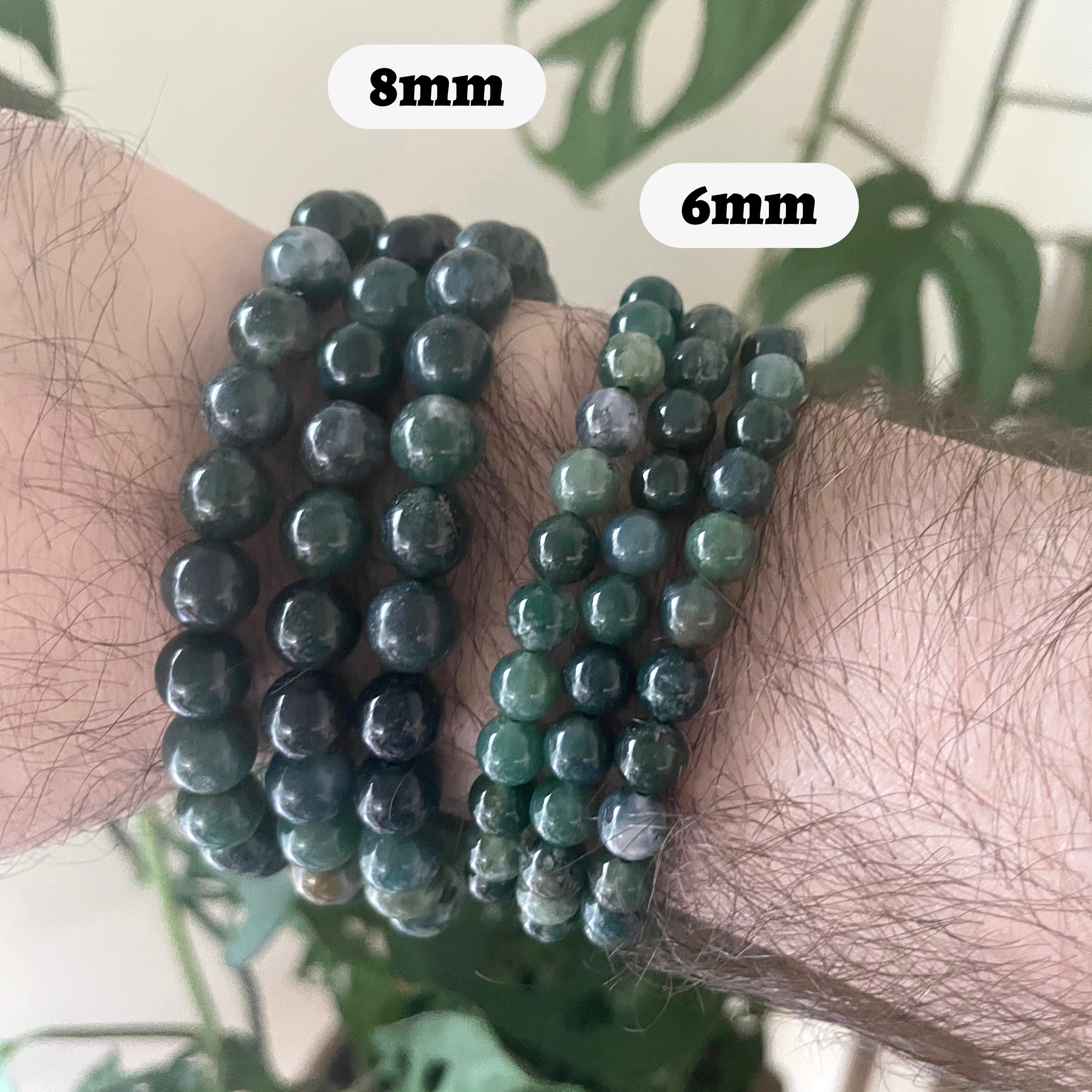Pebble House - Wholesale Beaded Bracelet - Moss Agate Bracelet 4mm/6mm/8mm - Crystals & Stones5