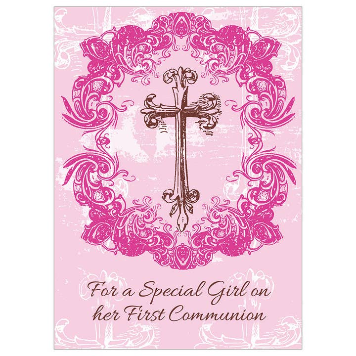 Girl Communion Cross - Faith First Communion Girl Card for wholesale by Legacy