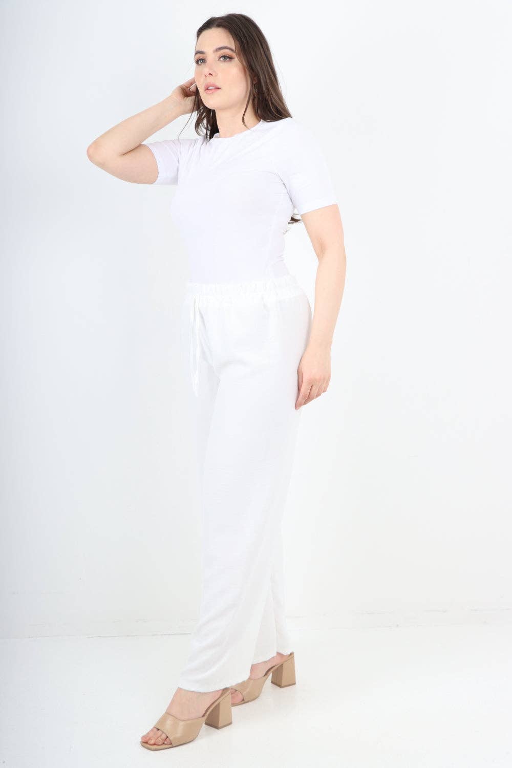 Miss Bold – wholesale Pants – Women's – Italian Elastic Waistband Drawstring Wide Leg Trousers47