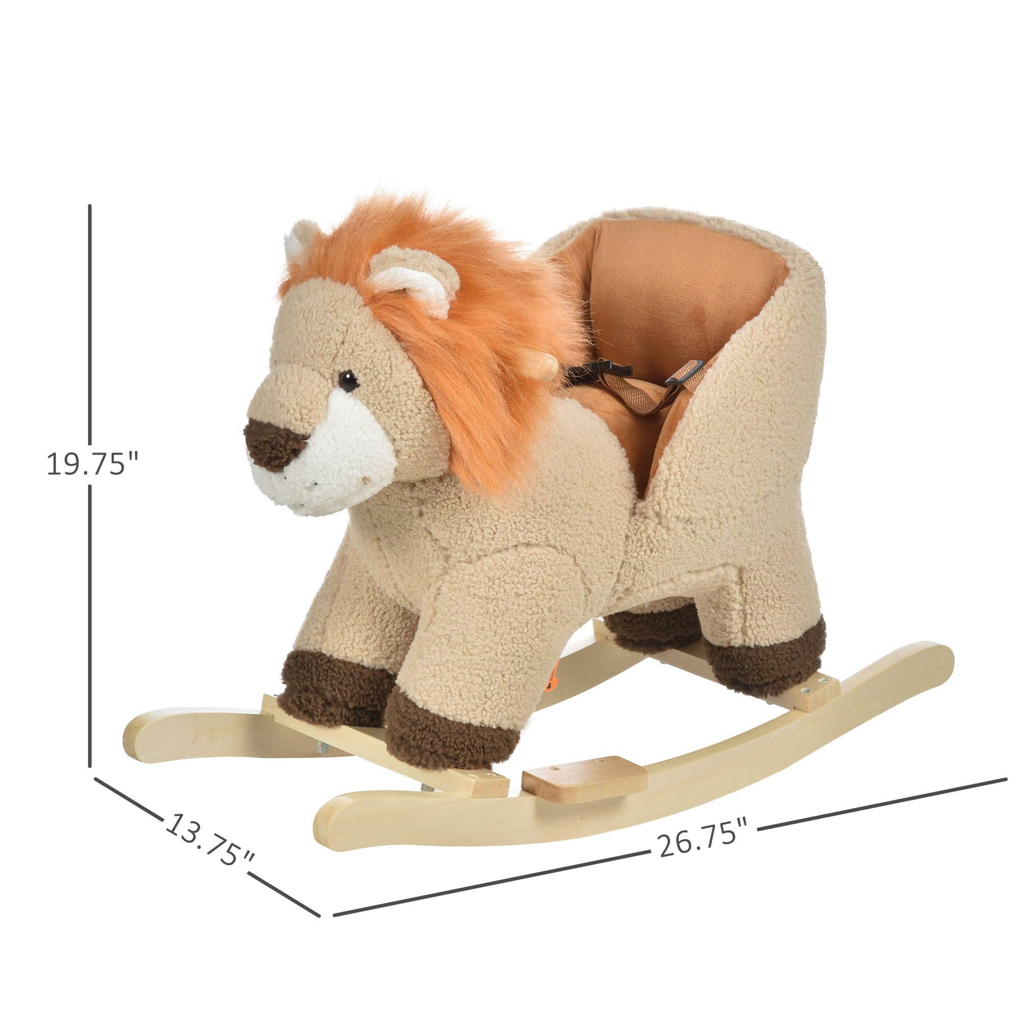 39F Inc. - Vente Cheval à bascule – enfant - Qaba Cheval à Bascule en Peluche Lion avec Son et Ceinture de Sécurité7