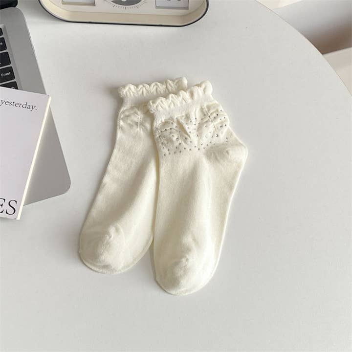 Funkyrel® Atzbranding Limited - Wholesale Socks - Women's - Rufia - Bubble Trim Solid Low-Cut Socks