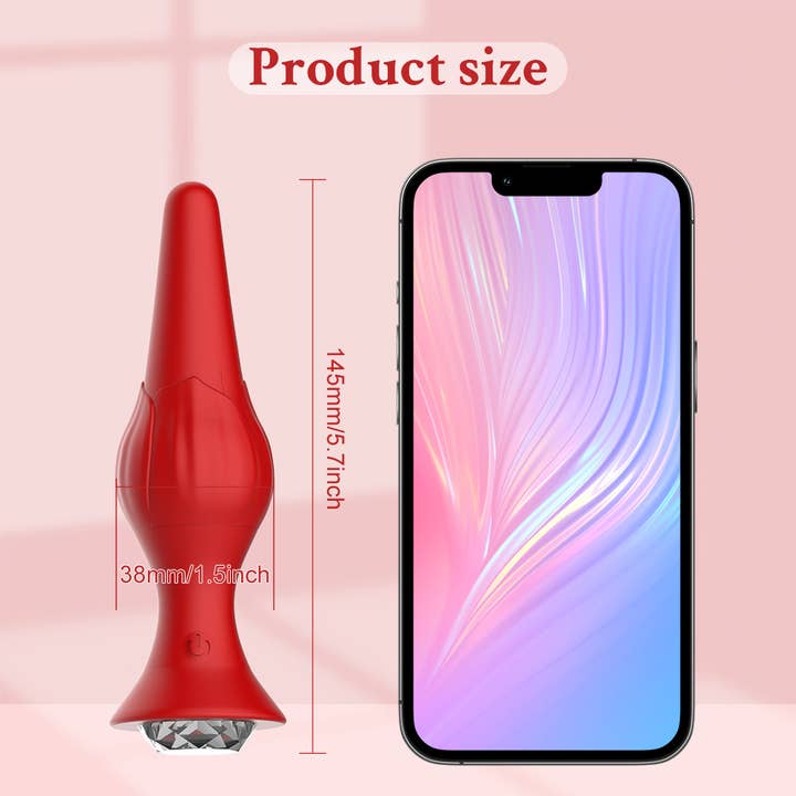 Red Rose Butt Plug Silicone 9-Frequency Vibration Plug Sex toys for wholesale on Faire