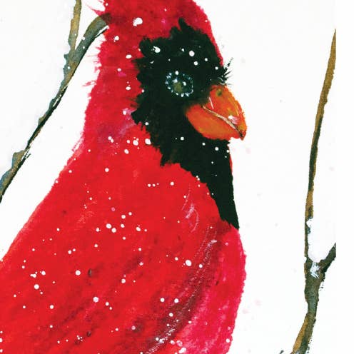 Carte de vœux en forme d'oiseau cardinal rouge, vierge #KC105C pour la vente par Kellie Chasse Fine Art