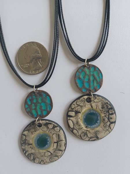 Round Oasis Necklace with Metal Circle for wholesale by Carisa Serena