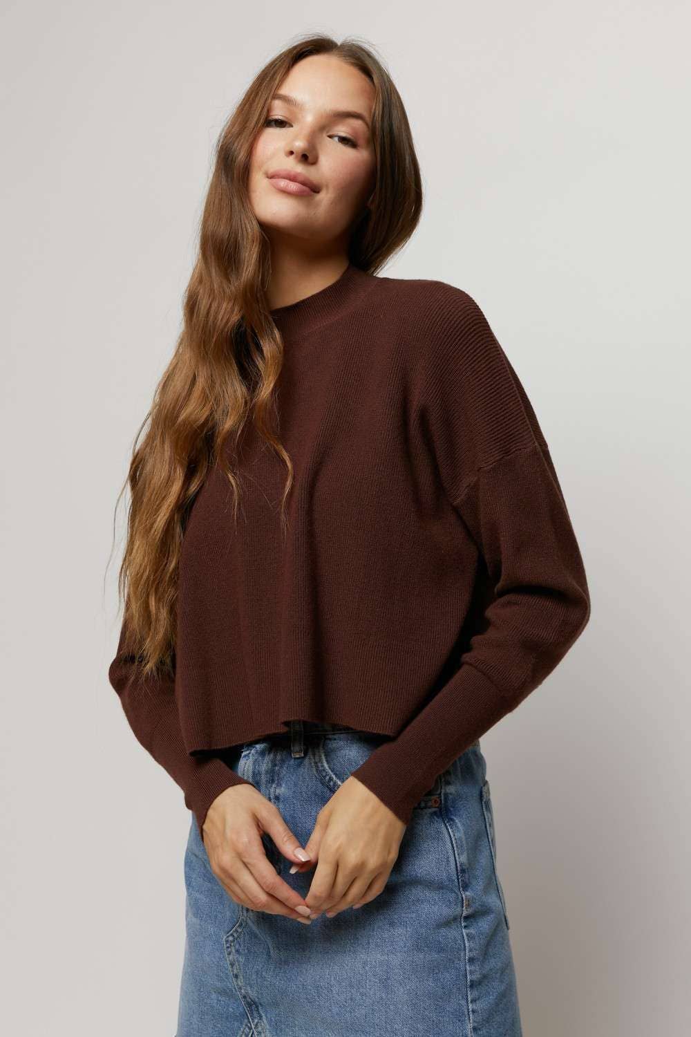 Hers & Mine - Wholesale Knit Top - Women's - MOCK NECK SIDE SLIT SWEATER TOP12