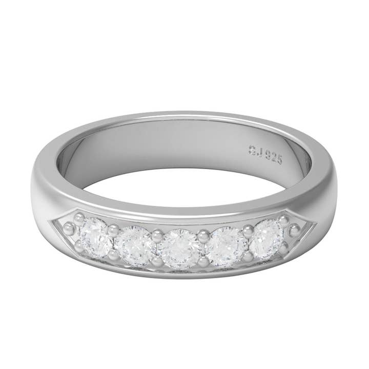 Anel de Cinco Pedras em Prata de Lei 925 com 0,40 Ctw de Moissanite por atacado de Star Joya