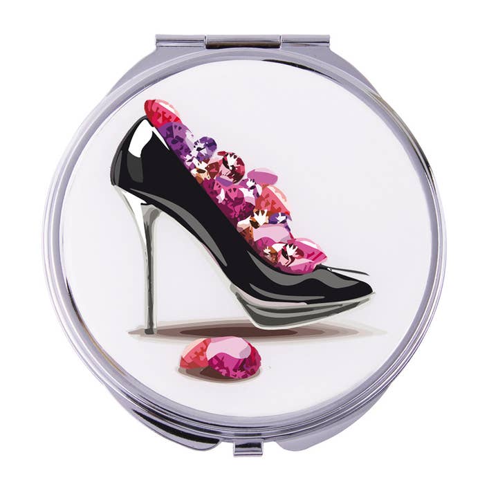 Beauty Goddess - Wholesale Compact mirror - Fancy Metal Goods Black Heel And Jewels Compact