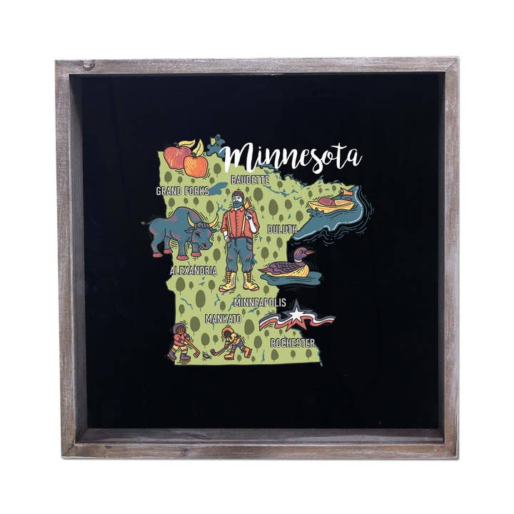 Torched Products - Wholesale Sign - State Map Design Shadow Box - Gray20