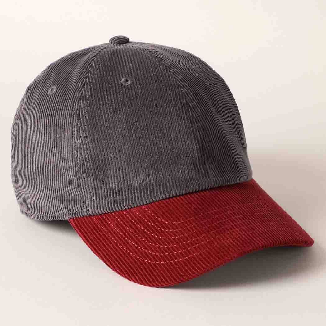 Fashion City - Wholesale Baseball Cap - Unisex - Corduroy Two-Tone Adjustable Baseball Cap17