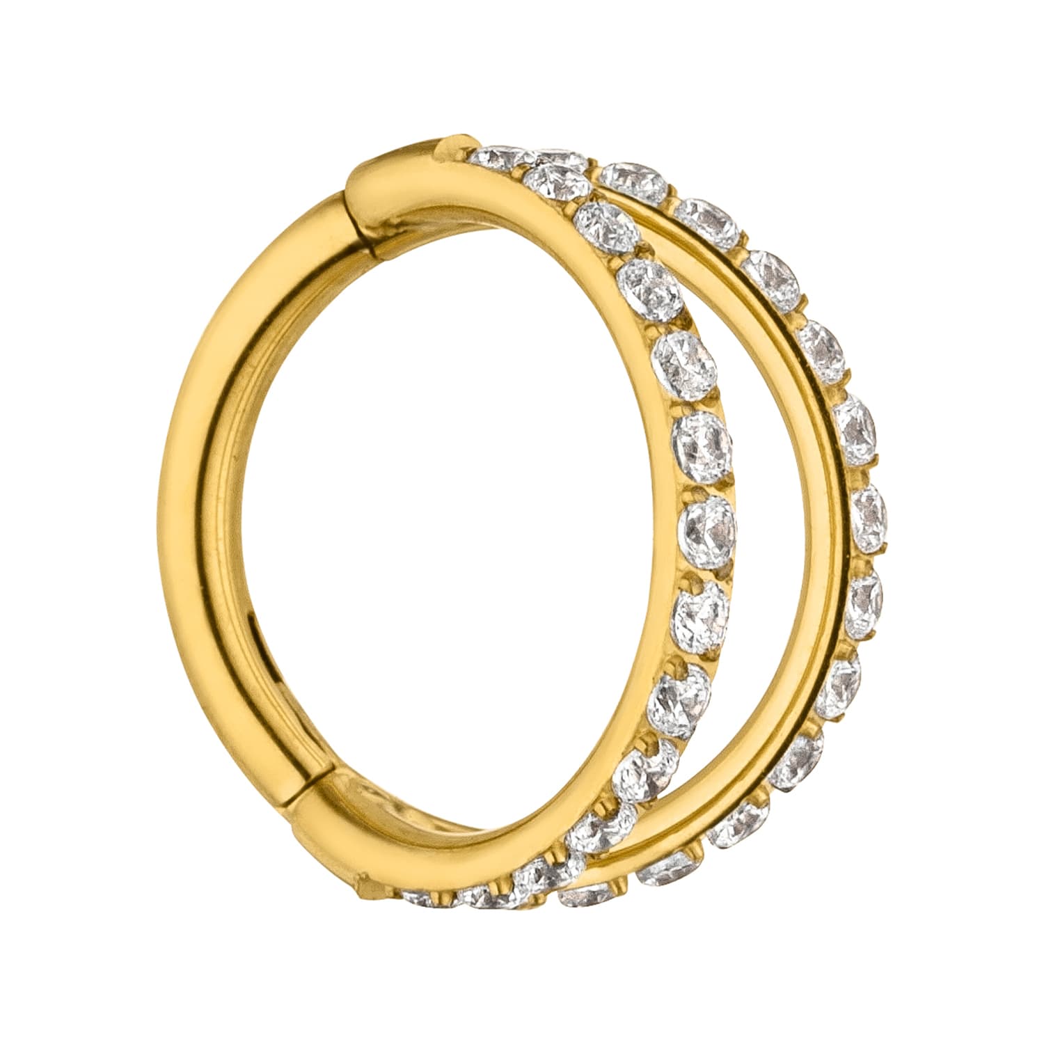 Schmuckgroßhandel - Venta al por mayor Pendiente sin pareja - Piercing doble con cierre clicker de titanio6