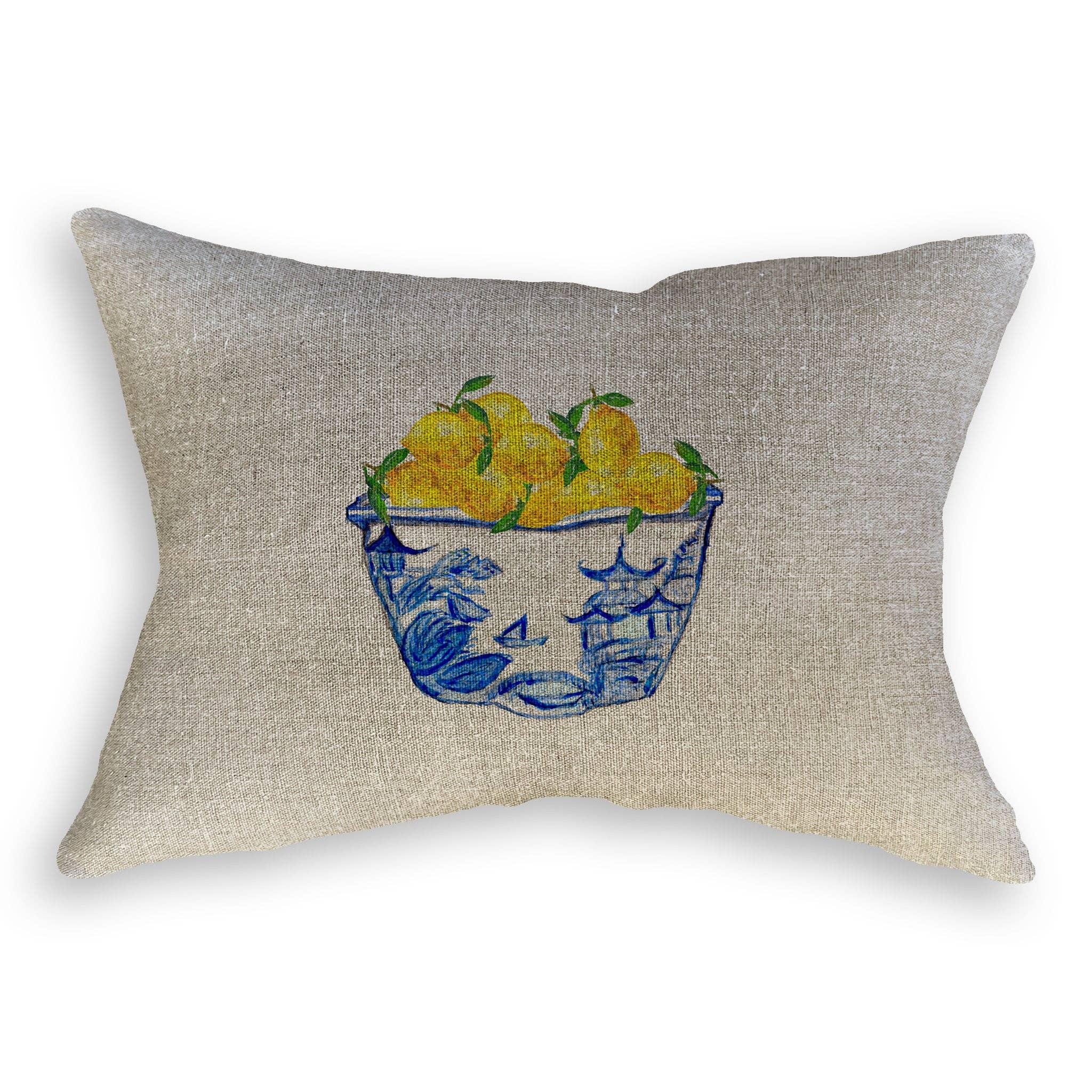 French Graffiti - Vente Torchons - Bol bleu et blanc avec citrons8