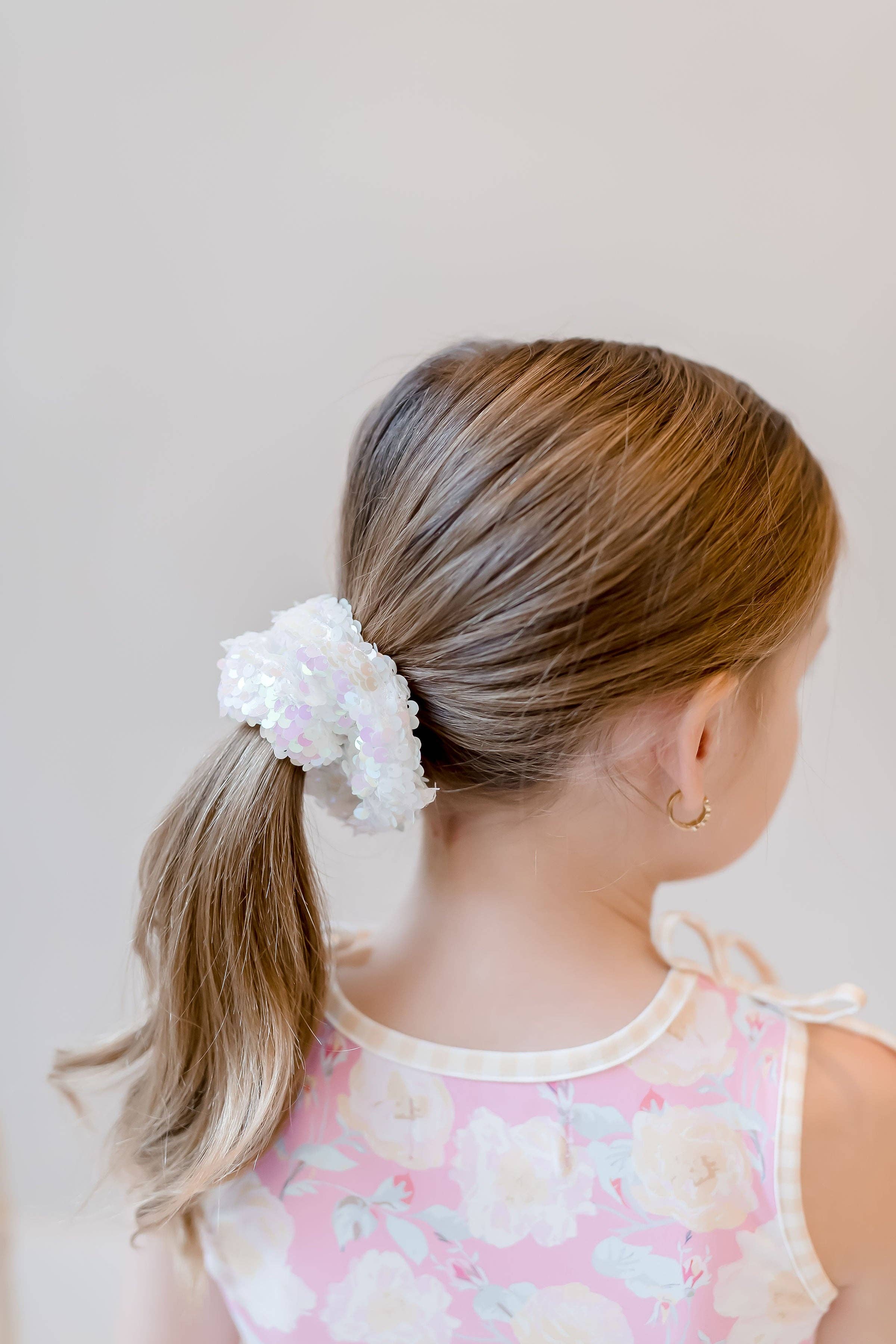 Cheeky Plum - Vendita all'ingrosso Scrunchie - Donna - Elastico per capelli con paillettes iridescenti - Bianco3