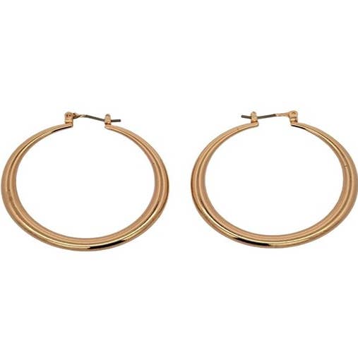 Plated Round graduated thickness hoop earrings-Gold for wholesale by S&A Fashions