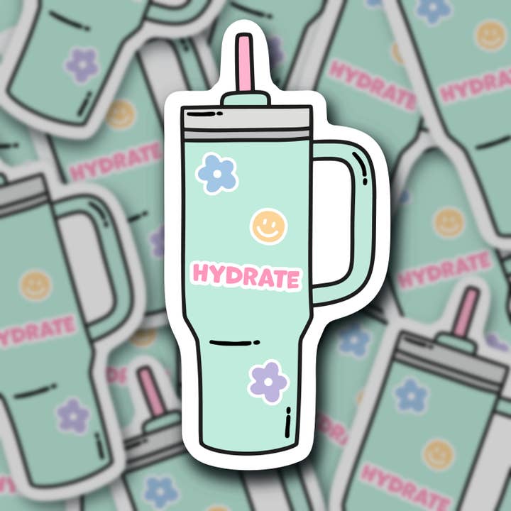 Blå Hydrat 40 oz Tumbler Sticker for engroshandel hos Sage and Virgo