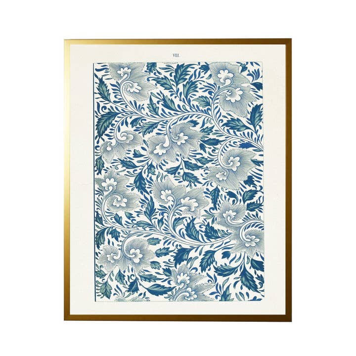 Antique Curiosities Inc - Wholesale Art Print - Chinoiserie Fabric Plate In Blues