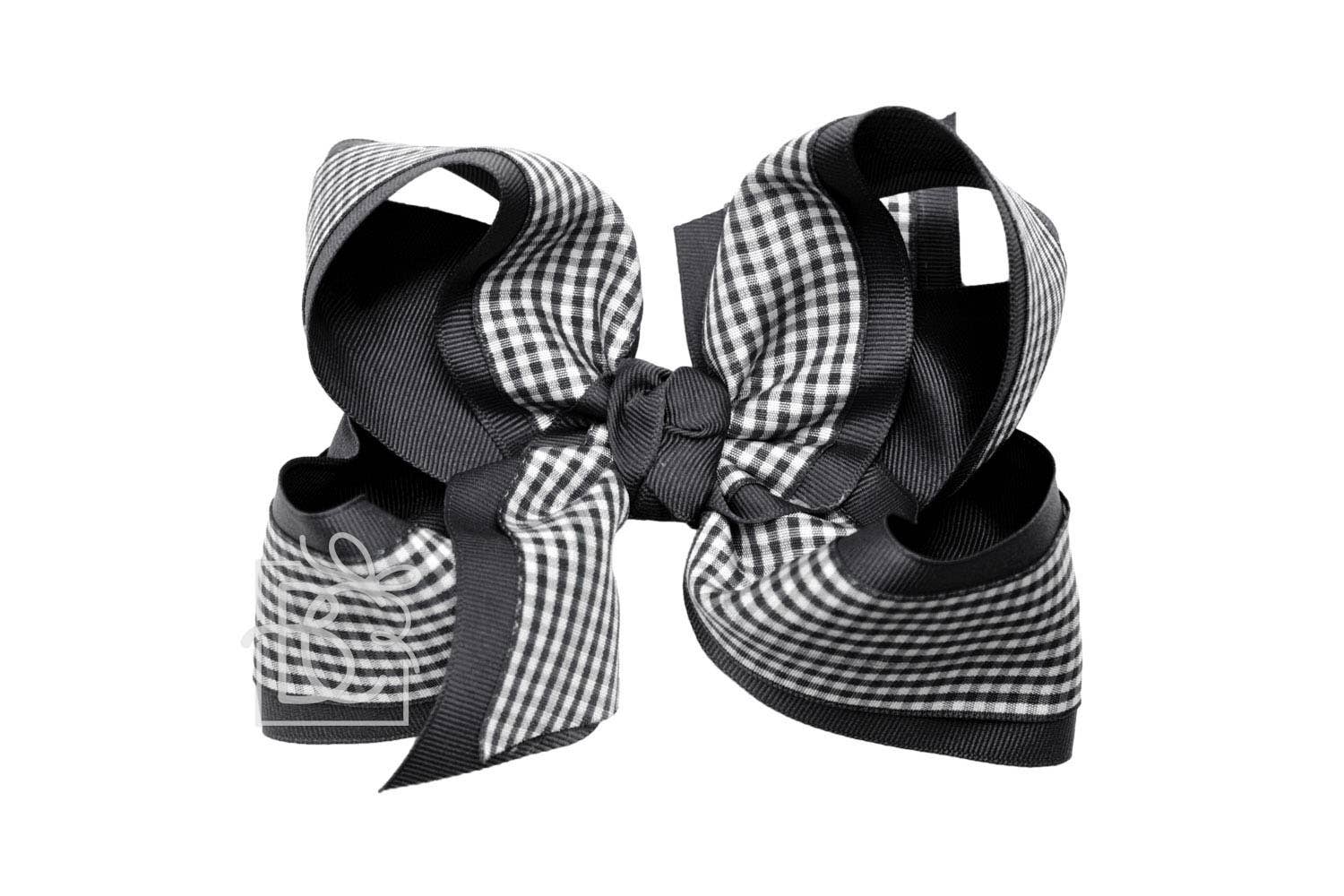 Beyond Creations, LLC - Vente Nœud pour cheveux – enfant - Nœud superposé en vichy et gros-grain sur pince0