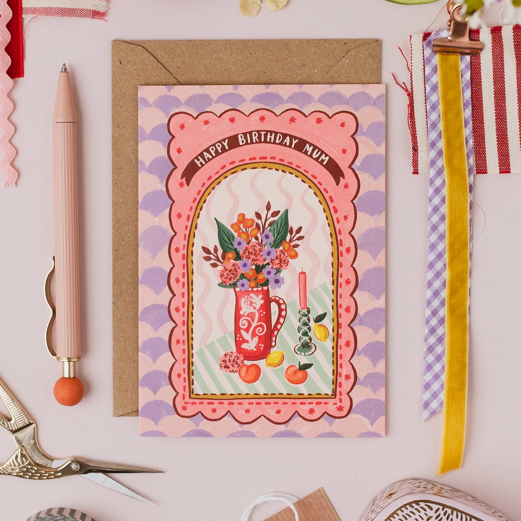 Jessie Maeve Studio - Wholesale Birthday Card - Mum Birthday Card - Maximalist Still Life Flowers & Fruit4