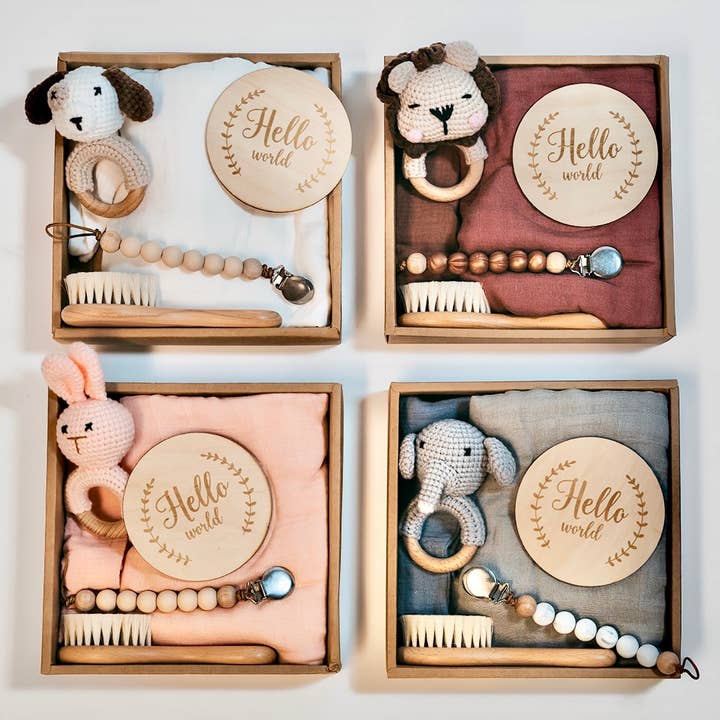 Giften Market - Wholesale New Mom Gift Box/Set - Welcome Baby Gift Box - Charming 6-Piece Set for Newborns