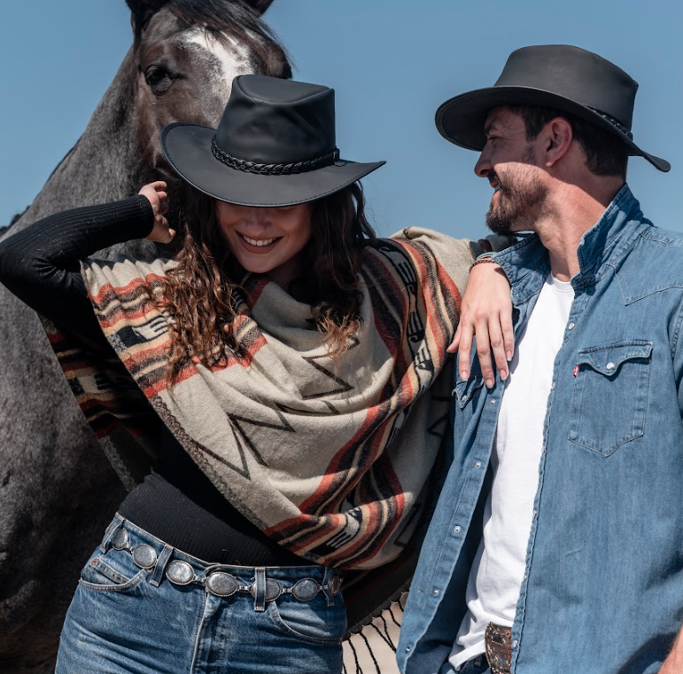 American Hat Makers - Wholesale Cowboy Hat - Unisex - Premium Crushable Leather Outback Hat - Style Crusher19