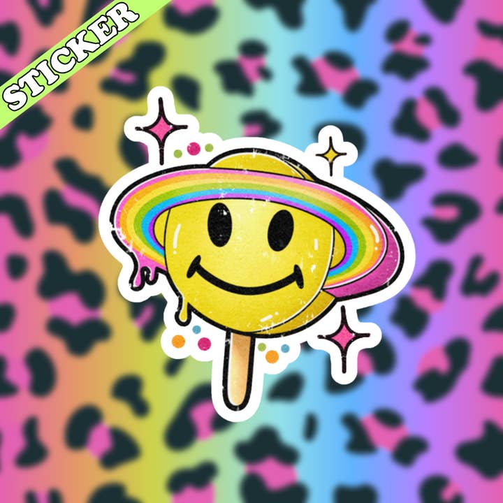 Pretty Toxic Stickers - Wholesale Sticker - Lisa Frank Sticker - Rainbow Smile Planet, 90s 00s Nostalgia