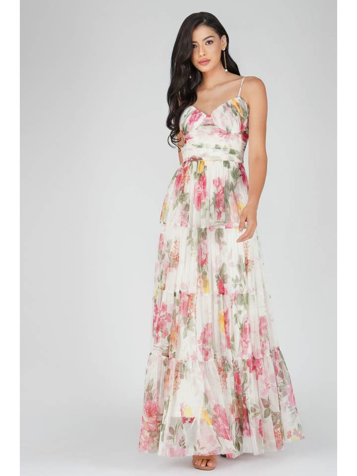 Thea Tulle Floral Maxi Dress for wholesale on Faire