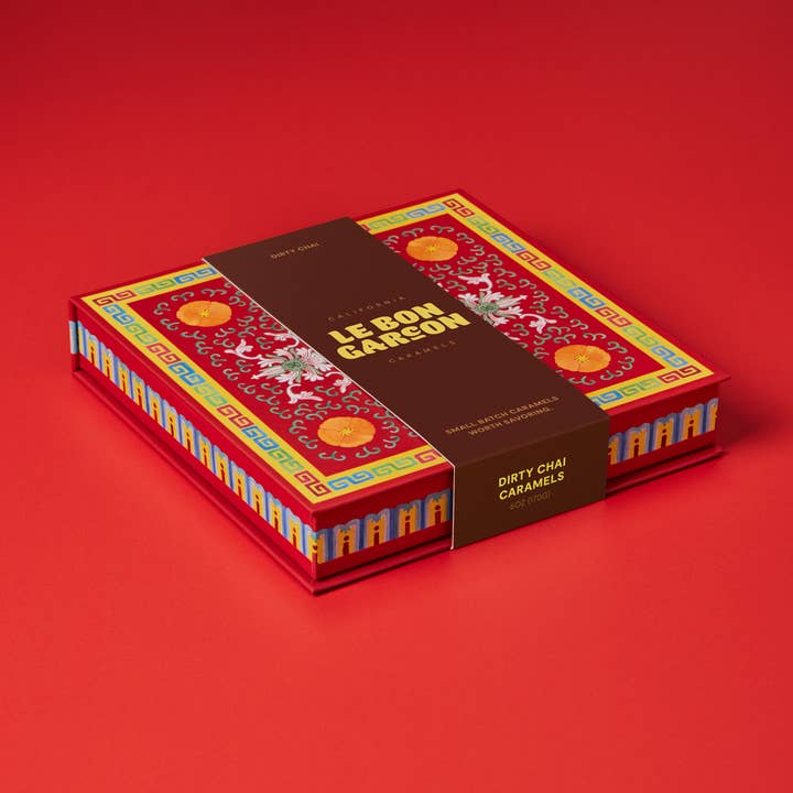 Le Bon Garcon - Caramels - Wholesale Caramel - Dirty Chai Caramels, Red Gift Box 6oz (Tea, Coffee, Spices) 0