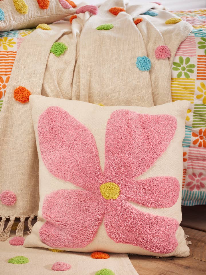 Getufte Dikke Bloemen Kussenhoes voor wholesale door Namaste