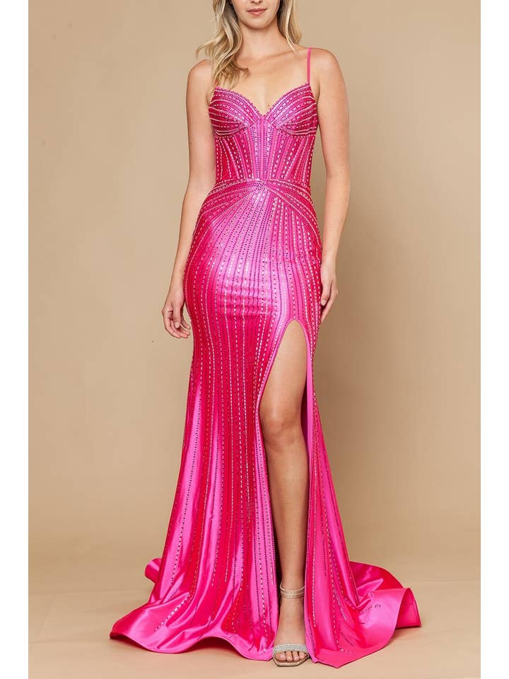 PROM- SPAN SATIN WITH RHINESTONES for wholesale by FashionShowcase