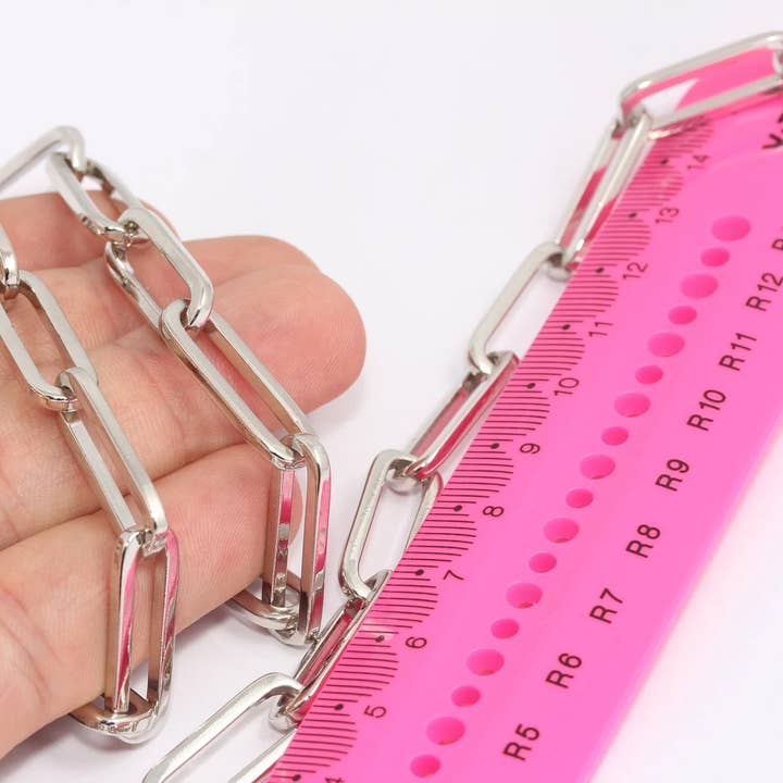 8x22mm Rhodium Plated Large Link Soldered Chain, CHK717-3 for wholesale by QueenJewelryM