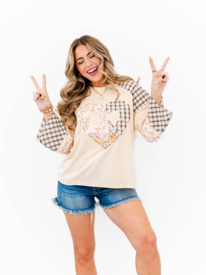 Sweet Patchwork Heart Tee for wholesale by Whiskey Darling