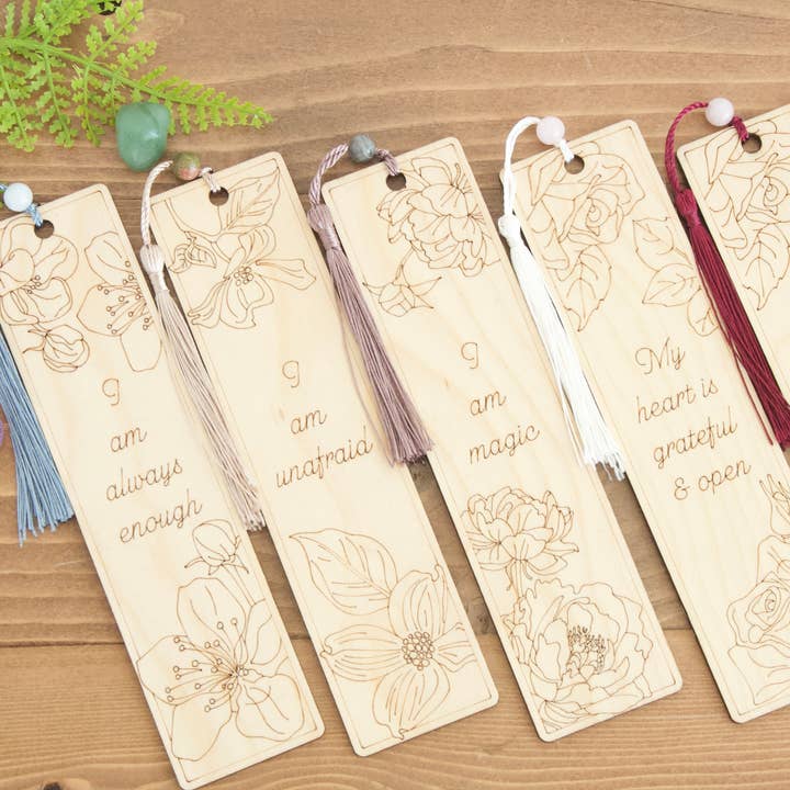 Affirmation Wooden Bookmarks - Set of 14 for wholesale by Topaz & Pine