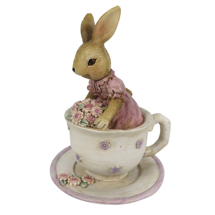 6PR3327 Figurine Rabbit 8x8x11 cm Brown Beige Polyresin for wholesale by Clayre & Eef
