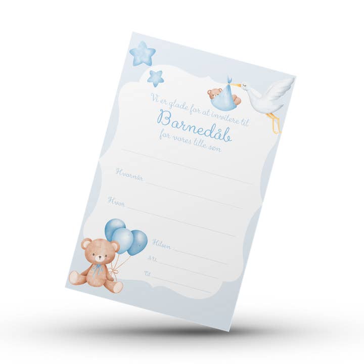 Convite para Batizado (Azul) - Pacote de Cartões (5 unid) por atacado de Kortspecialisten