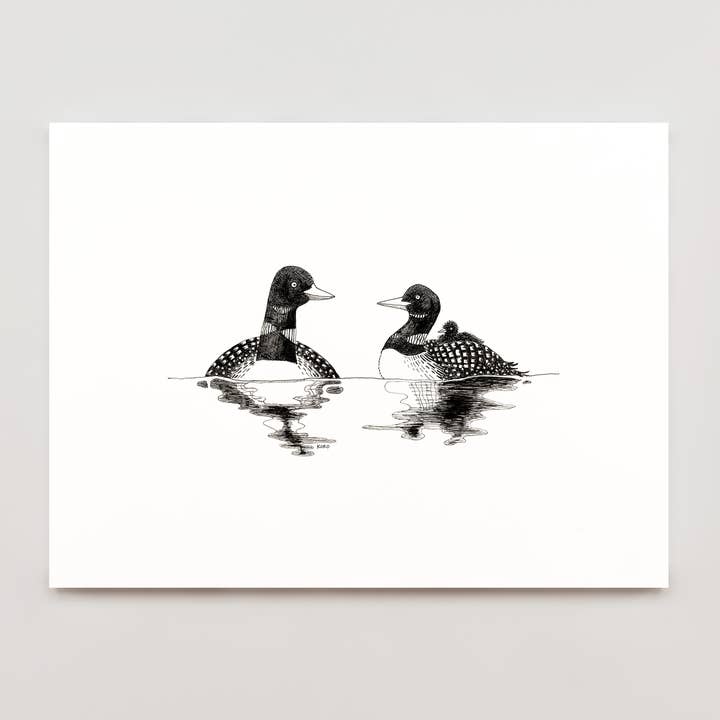 8" x 10" Loon Family Print for wholesale by Koro Illustration