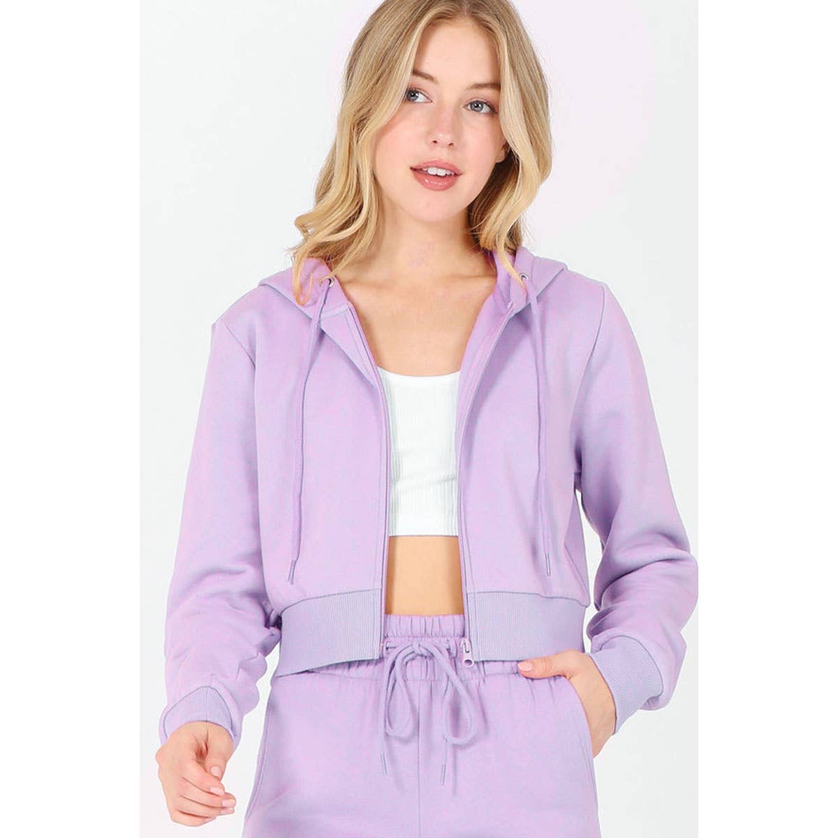 UP CLOTHING - Wholesale Hoodie - Women's - Cropped Fleece Zip Up Hoodie Jacket5