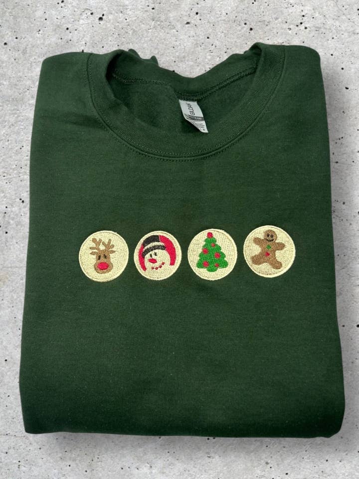 Embroidered Holiday Cookie Sweatshirt for wholesale by Rosie by Madison