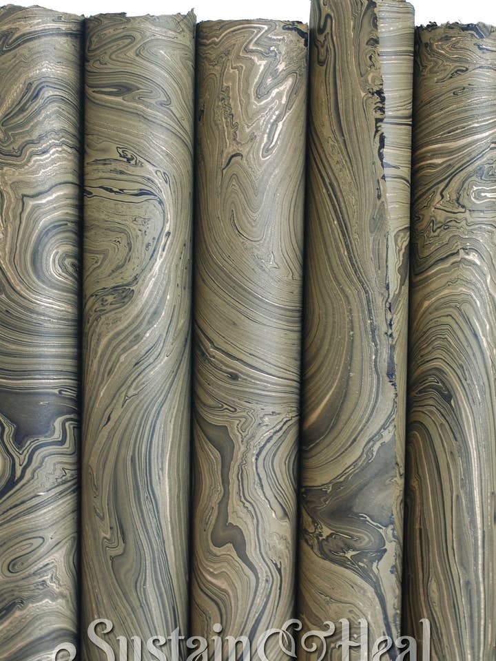 Olivengrøn marmorpapir ark #130 for engroshandel hos Sustain & Heal