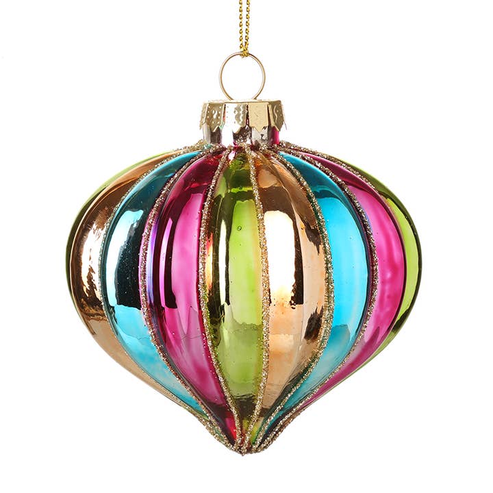 MULTI COLOURED GOLD FINISH SHORT BAUBLE for wholesale by Heaven Sends