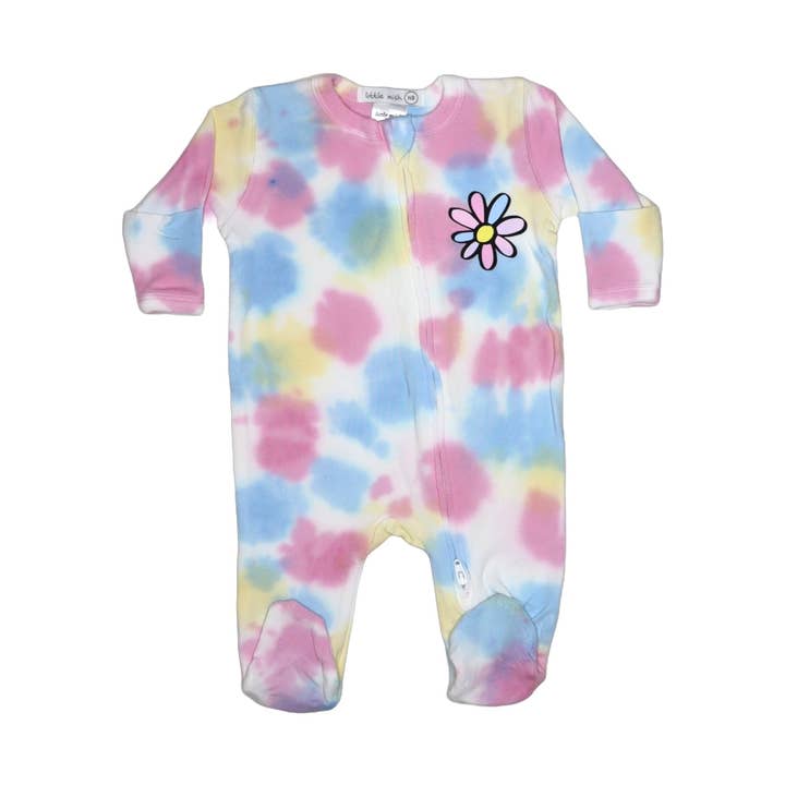 Pyjama bĂ©bĂ© Ă fermeture Ă©clair - Fleur tie-dye pour la vente par đ€Baby Steps and Mish Kids
