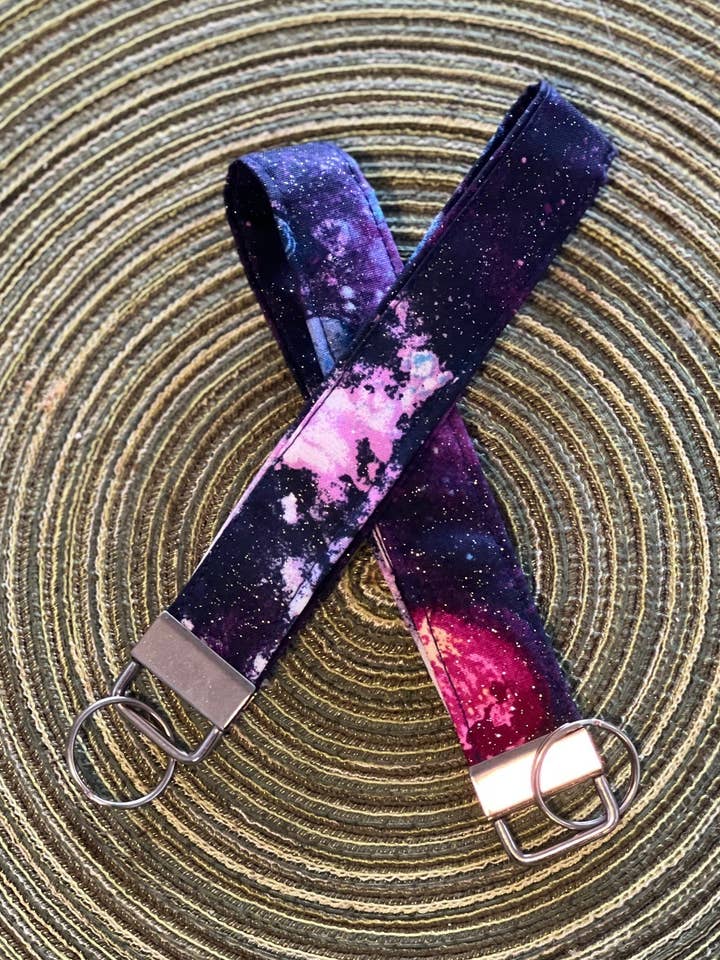 Galaxy Print Wrist Lanyard Wristlet Keychain Key Fob for wholesale by Jbird Handcrafted