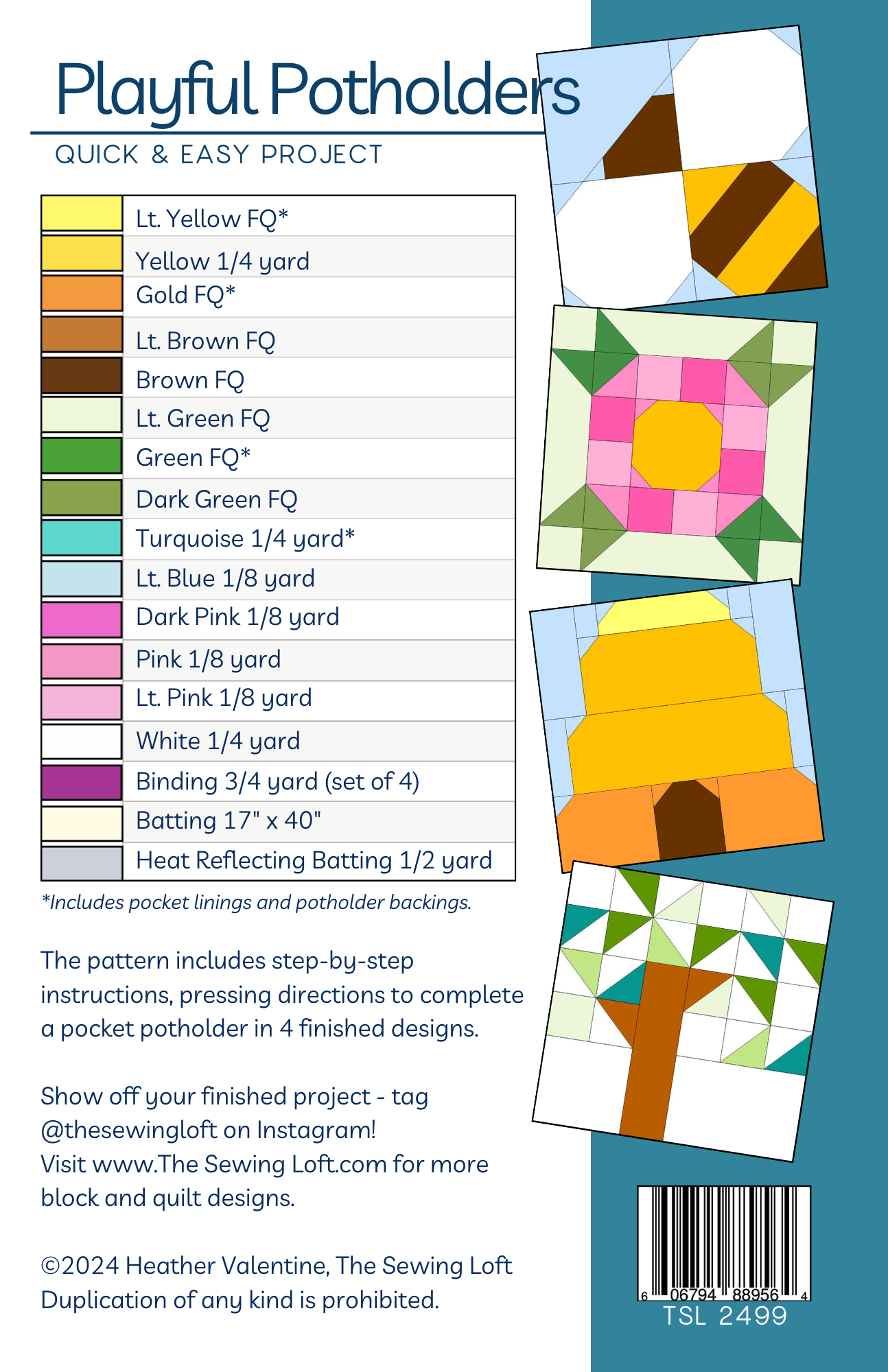 The Sewing Loft - Wholesale Craft Sewing Kit - Playful Potholders Pattern 2