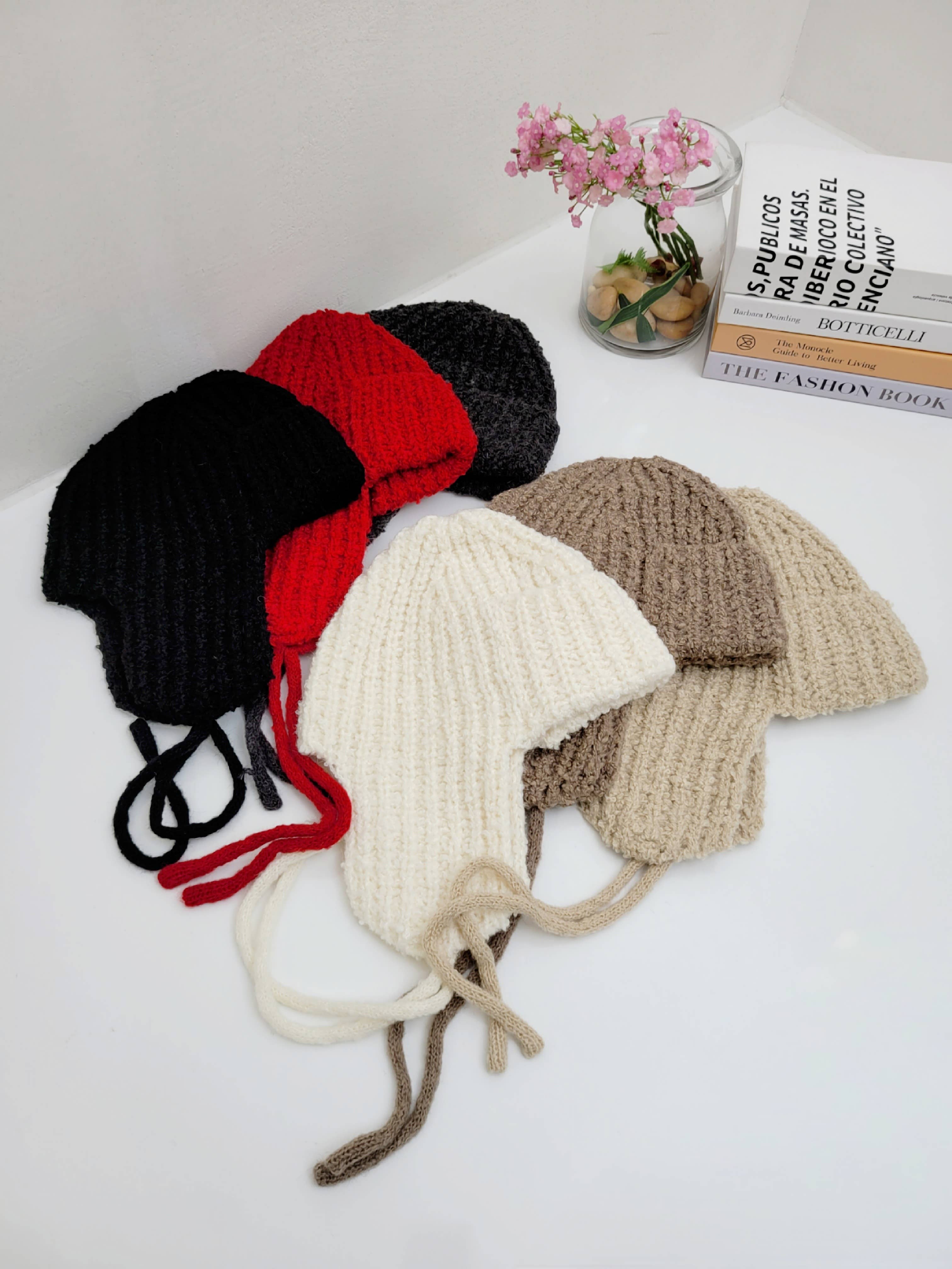 Comfortarians – Chapéu Trapper - Mulher por atacado – Gorro Trapper de Lã de Alpaca com Abas, Crochê Grosso para Mulheres Ush8