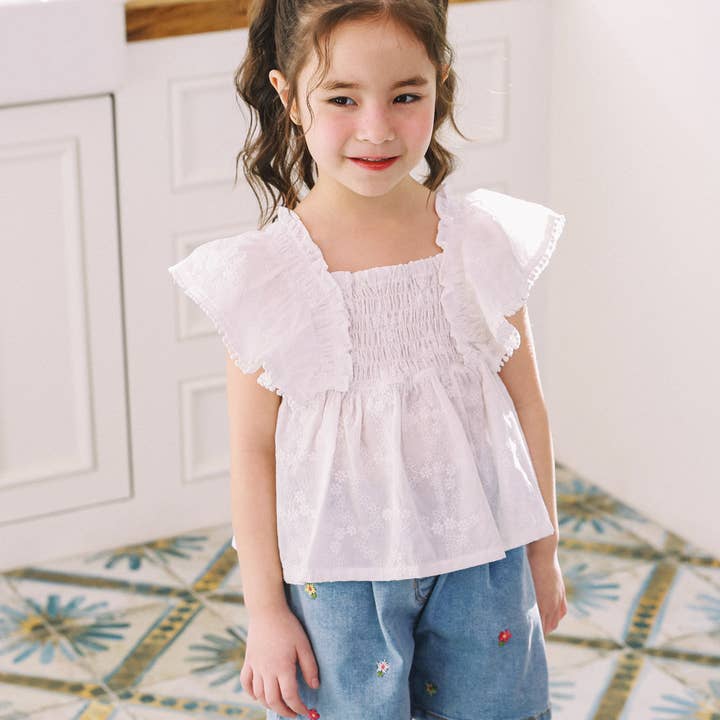 ToTo Heros - Wholesale Shorts - Kids - Millie Wide Leg Flower Embroidery Denim Shorts5