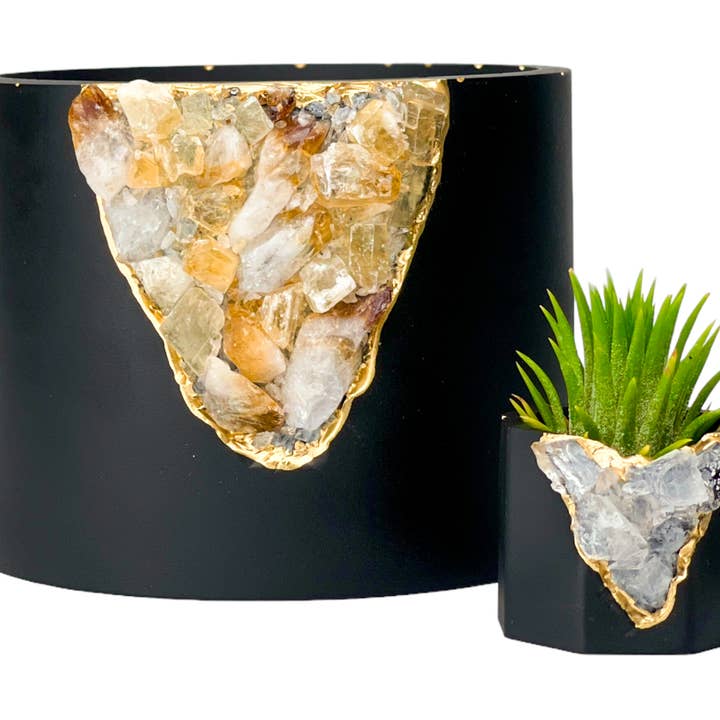 Planters Made in the USA - Vente Pot - Jardinière Geode de 6 po, grand pot en cristal, vase cylindrique fait main3