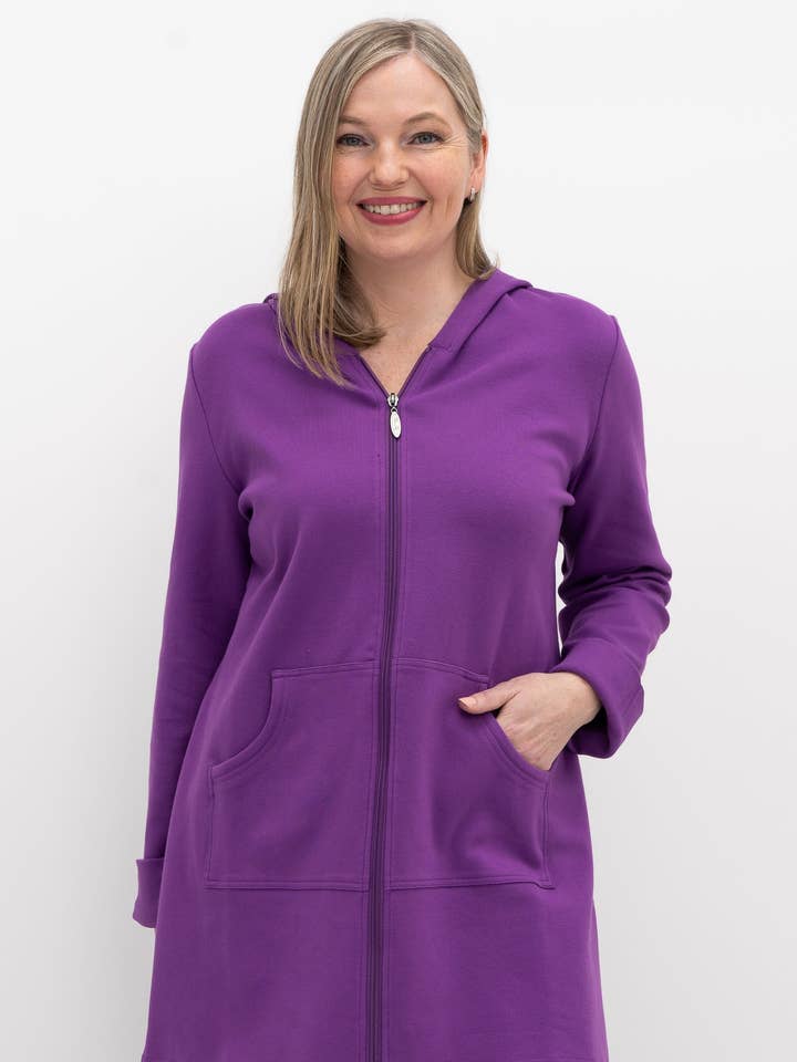 Cortes Jas, Diep Fuchsia, Bamboe Fleece voor wholesale door Blue Sky Clothing Co LLC