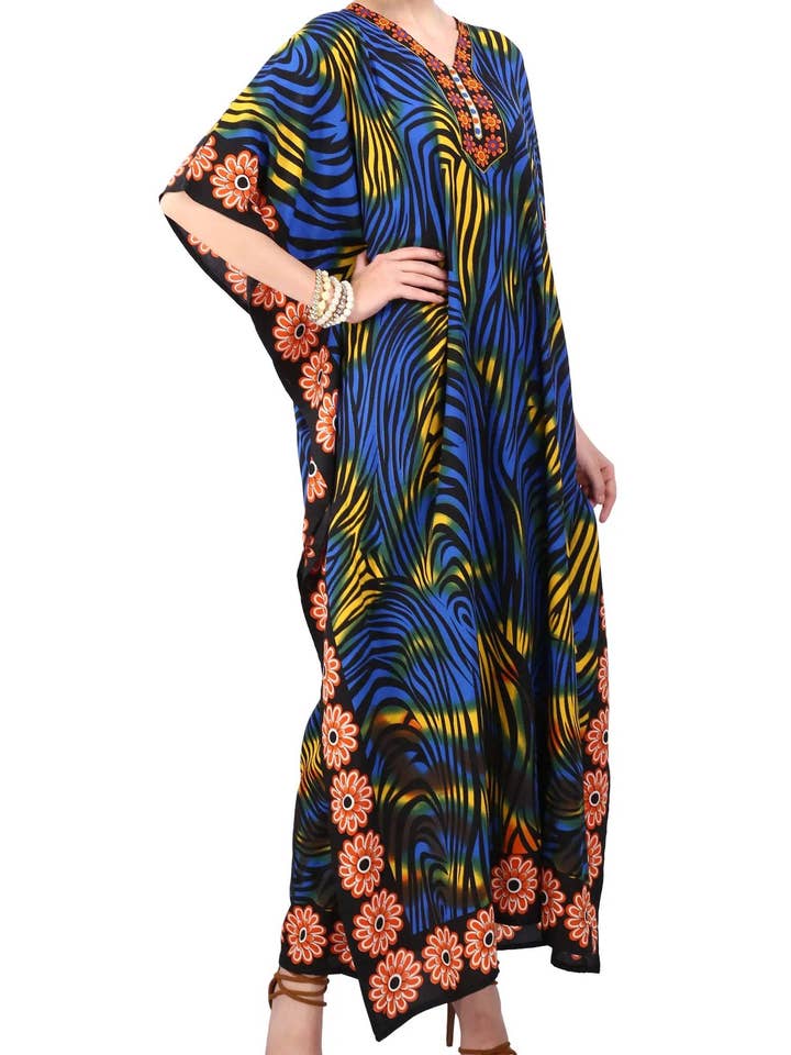 Miss Lavish London - Wholesale Kaftan - Women's - Women Long Kaftan Summer Caftan Dress, 2 Colors S-3XL, 6011