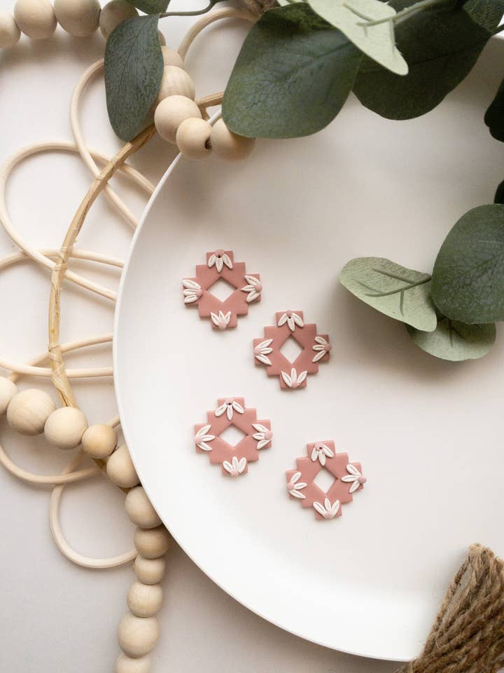 Polymer Clay | Desert Theme earrings | Daisy Aztec | Ceramic Inspired | Boho for wholesale by Belltina Clay Co.