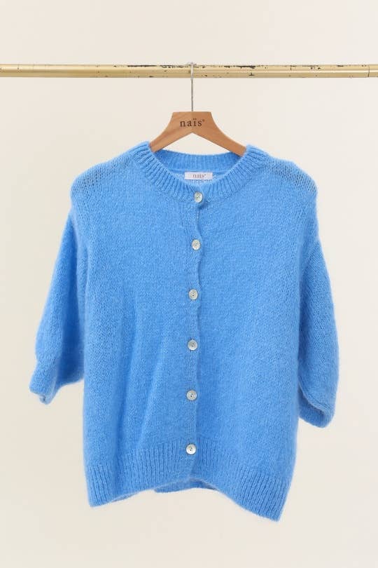 NAÏS PARIS - Wholesale Cardigan - Women's - Round neck buttoned cardigan with short sleeves in mohair and wool22