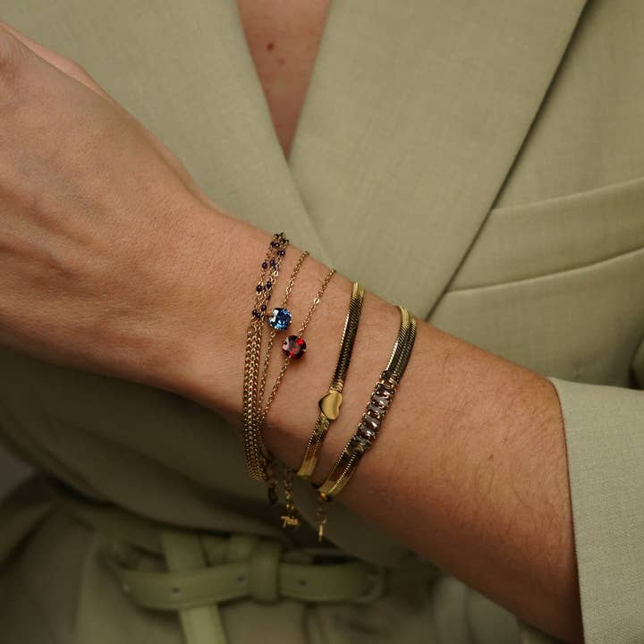 Adjustable Steel Bracelet Round Faceted Fine Rhinestone Chain for wholesale by Bijoux 7bis